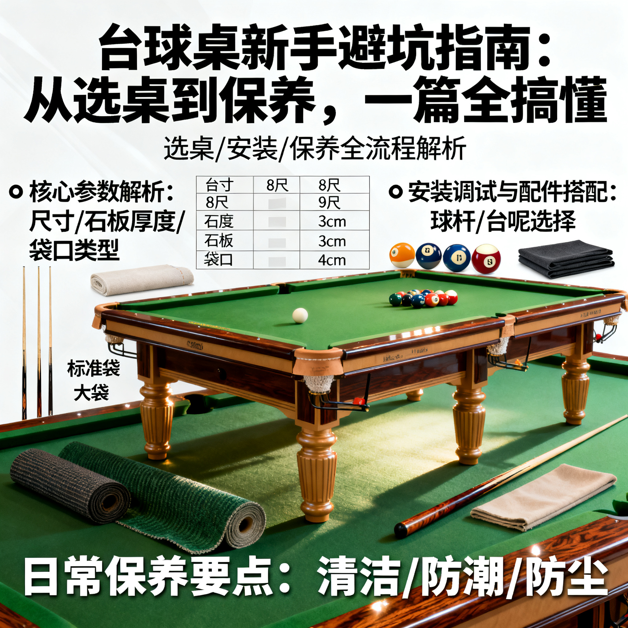 台球桌新手避坑指南:从选桌到保养,一篇全搞懂