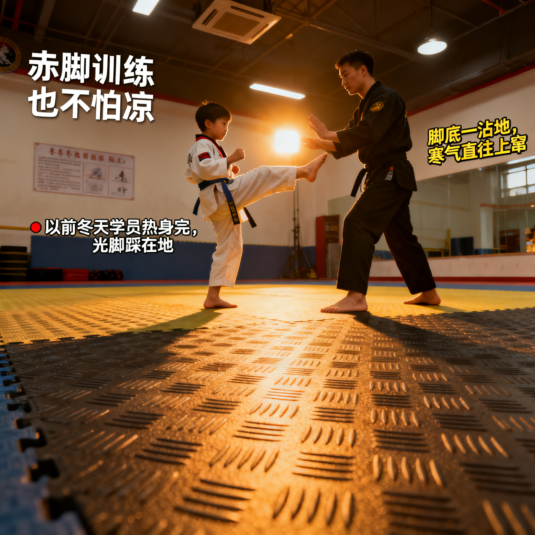 跆拳道馆地胶铺装案例:赤脚训练也不怕凉