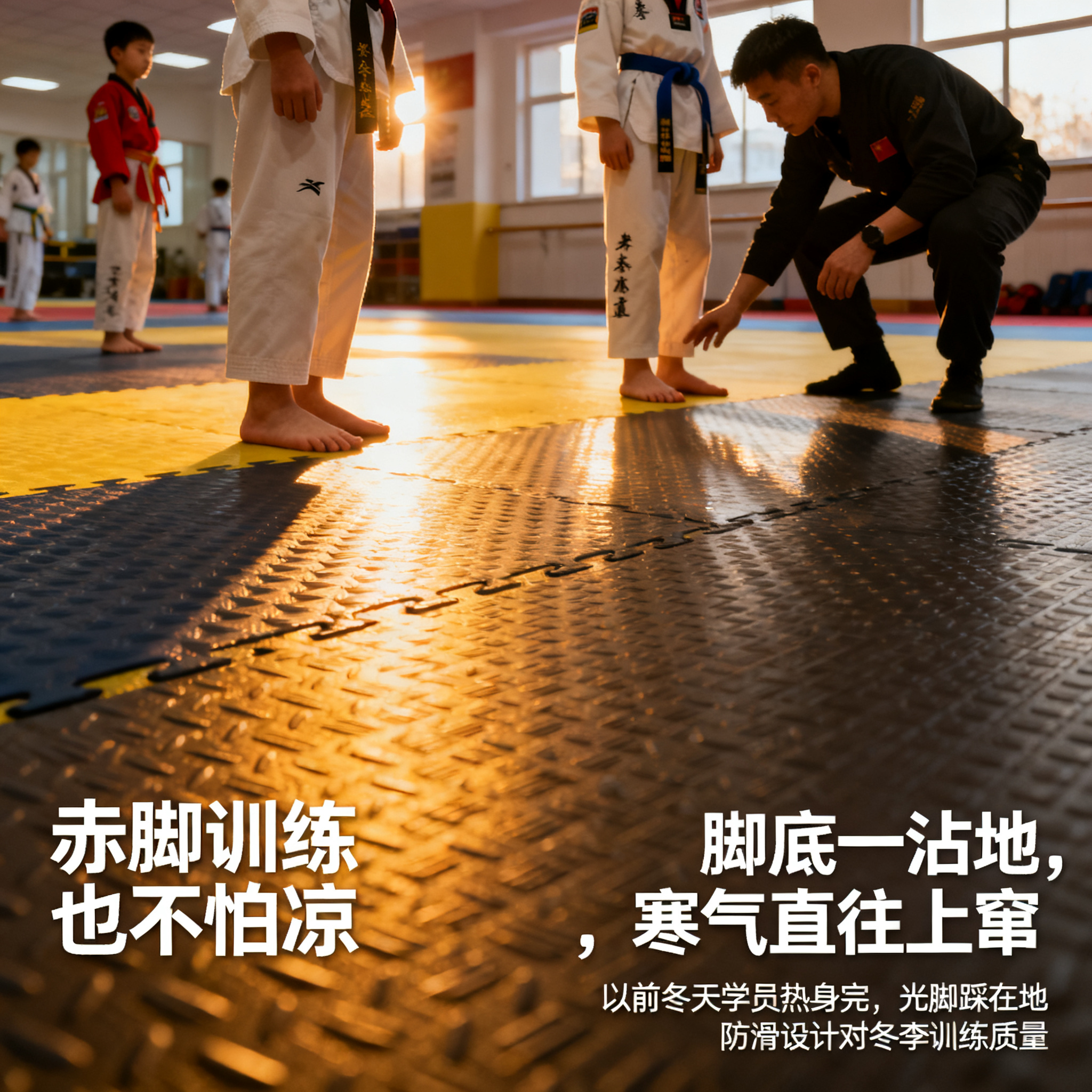 跆拳道馆地胶铺装案例:赤脚训练也不怕凉