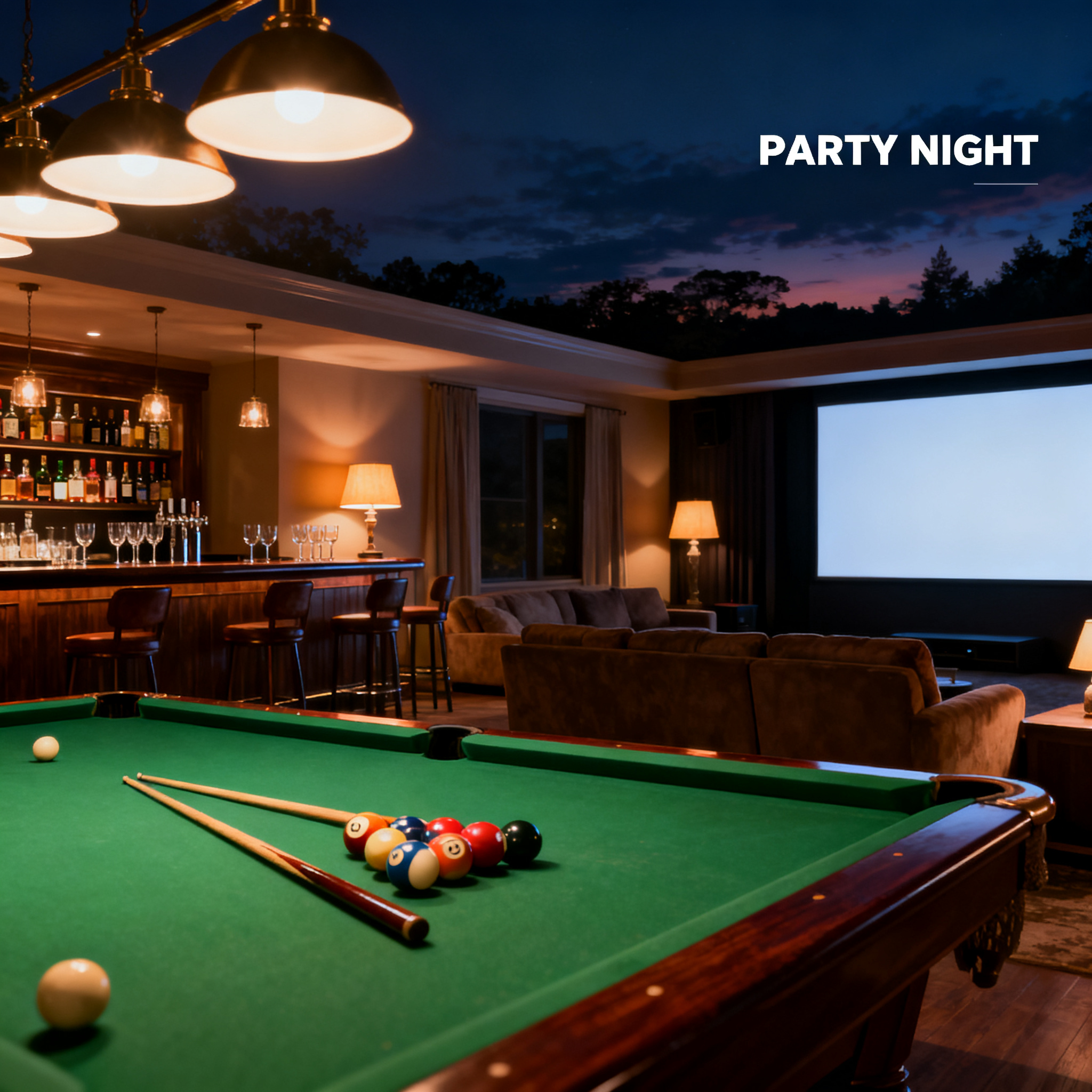 Billiard Table + Bar = Perfect Home Theater? Weekend Party Vibes Maxed Out