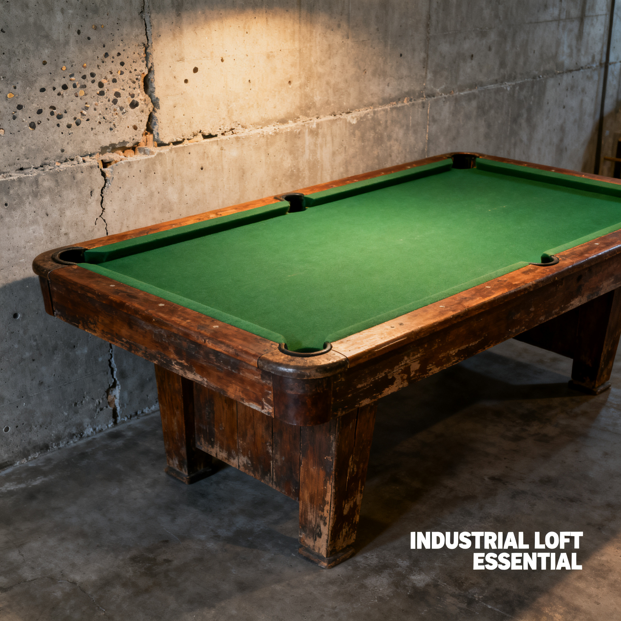 Essential for Industrial Lofts: The Hardcore Aesthetics of Vintage Billiard Tables Against Concrete Walls