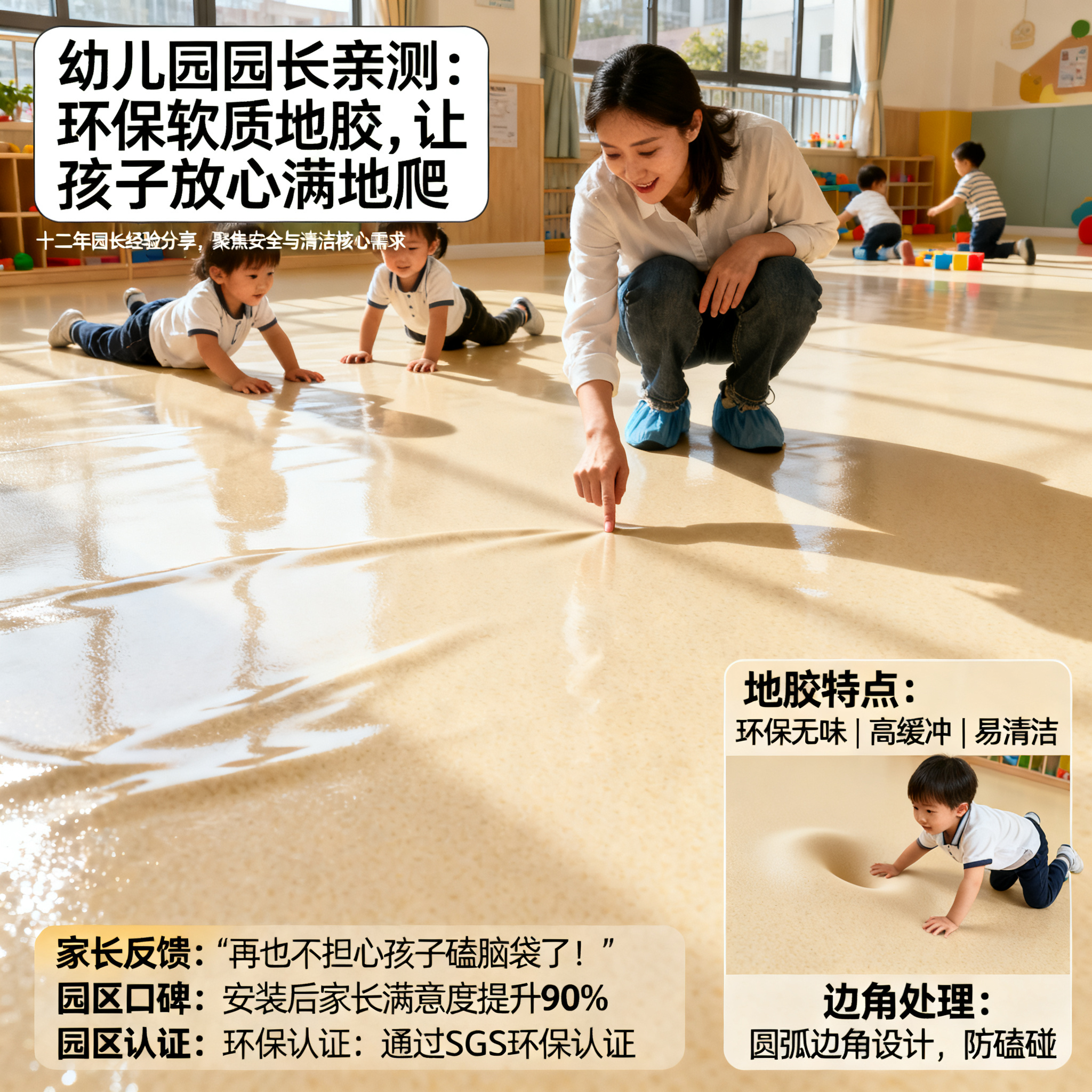 幼儿园园长亲测：这种场馆地胶，让家长放心让孩子满地爬