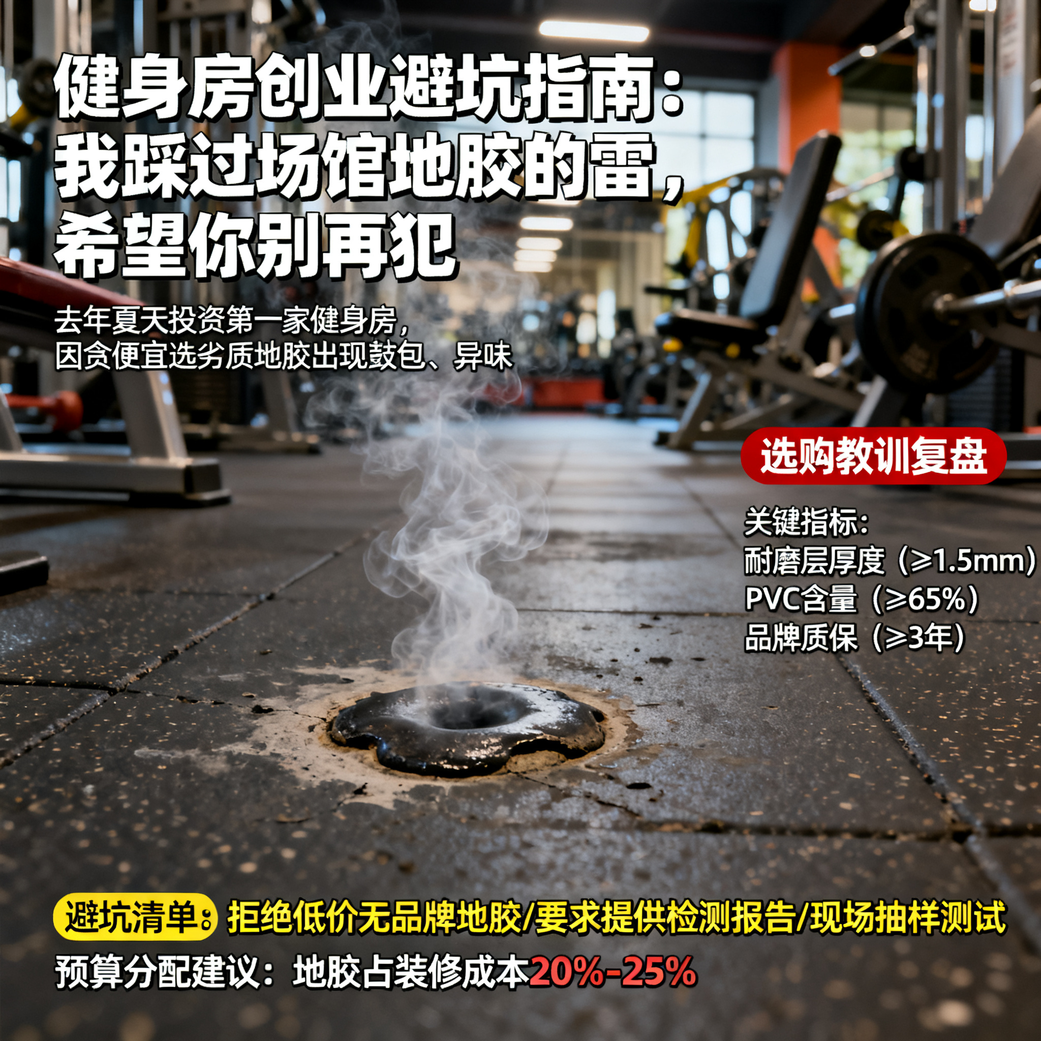 健身房创业避坑指南：我踩过场馆地胶的雷，希望你别再犯
