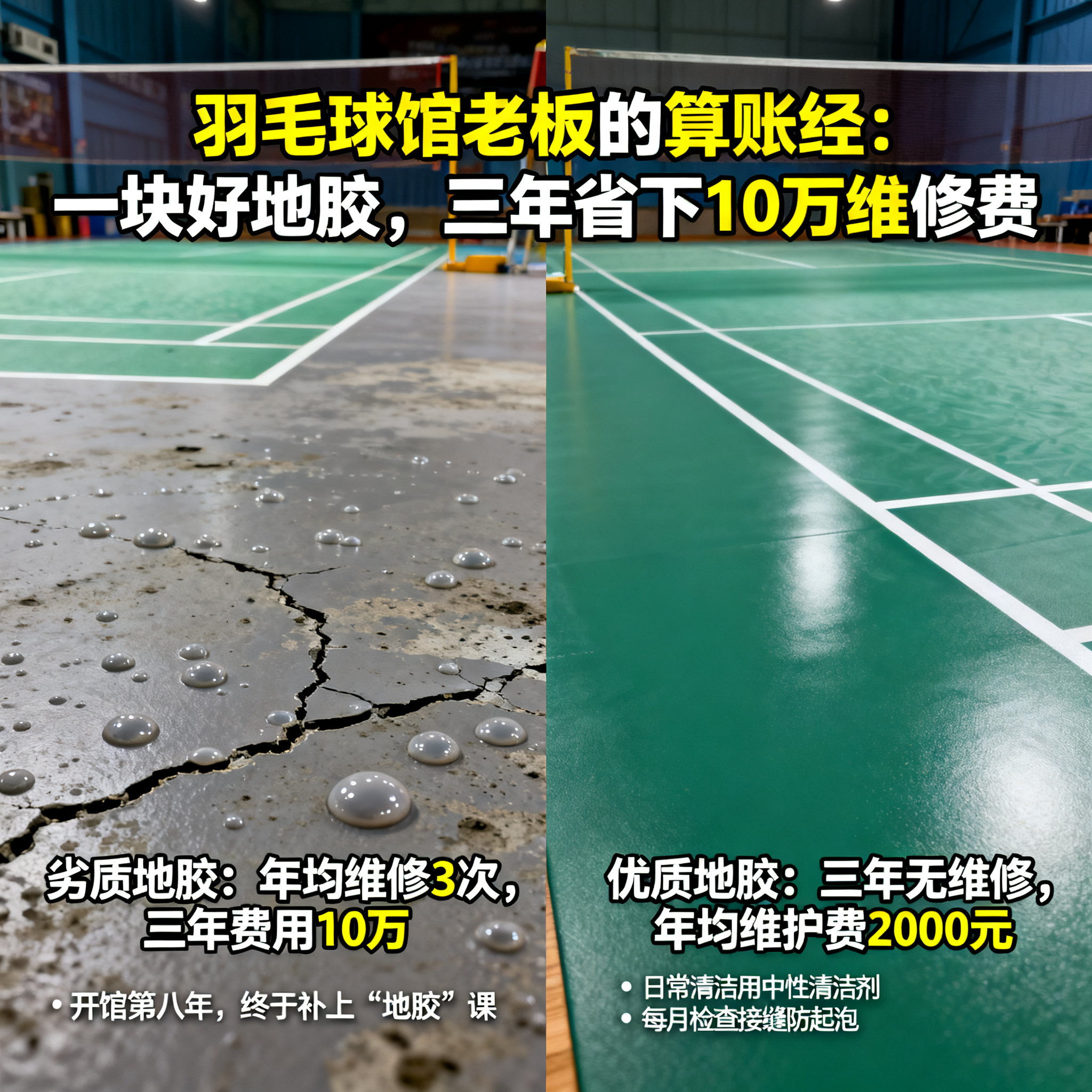 羽毛球馆老板的算账经:一块好地胶,三年省下10万维修费