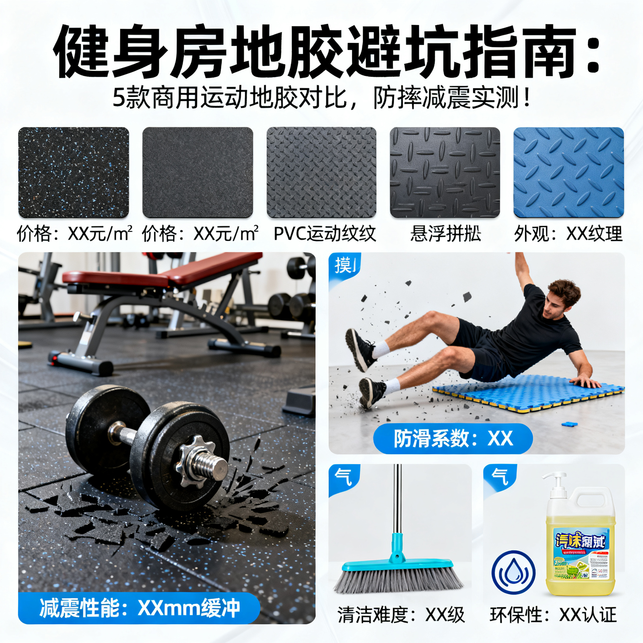 健身房地胶避坑指南:5款商用运动地胶对比,防摔减震实测!