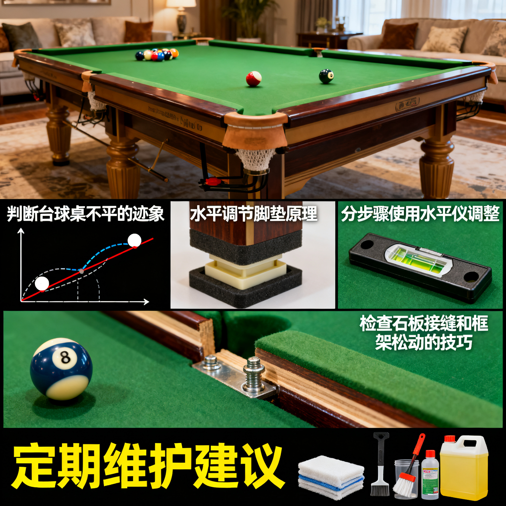 台球桌打滑？快速调整水平，让每一杆都精准