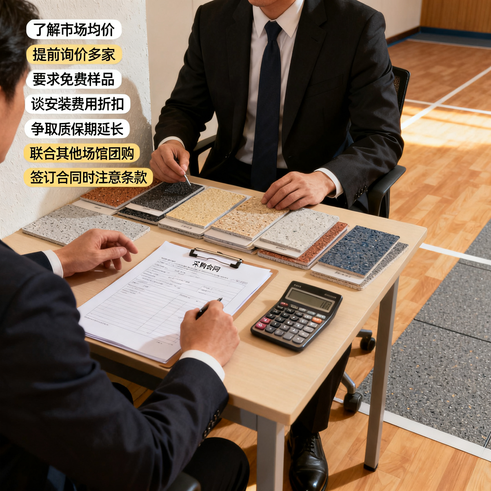 省钱秘籍:场馆地胶批量采购如何谈判?团购、砍价、赠品技巧