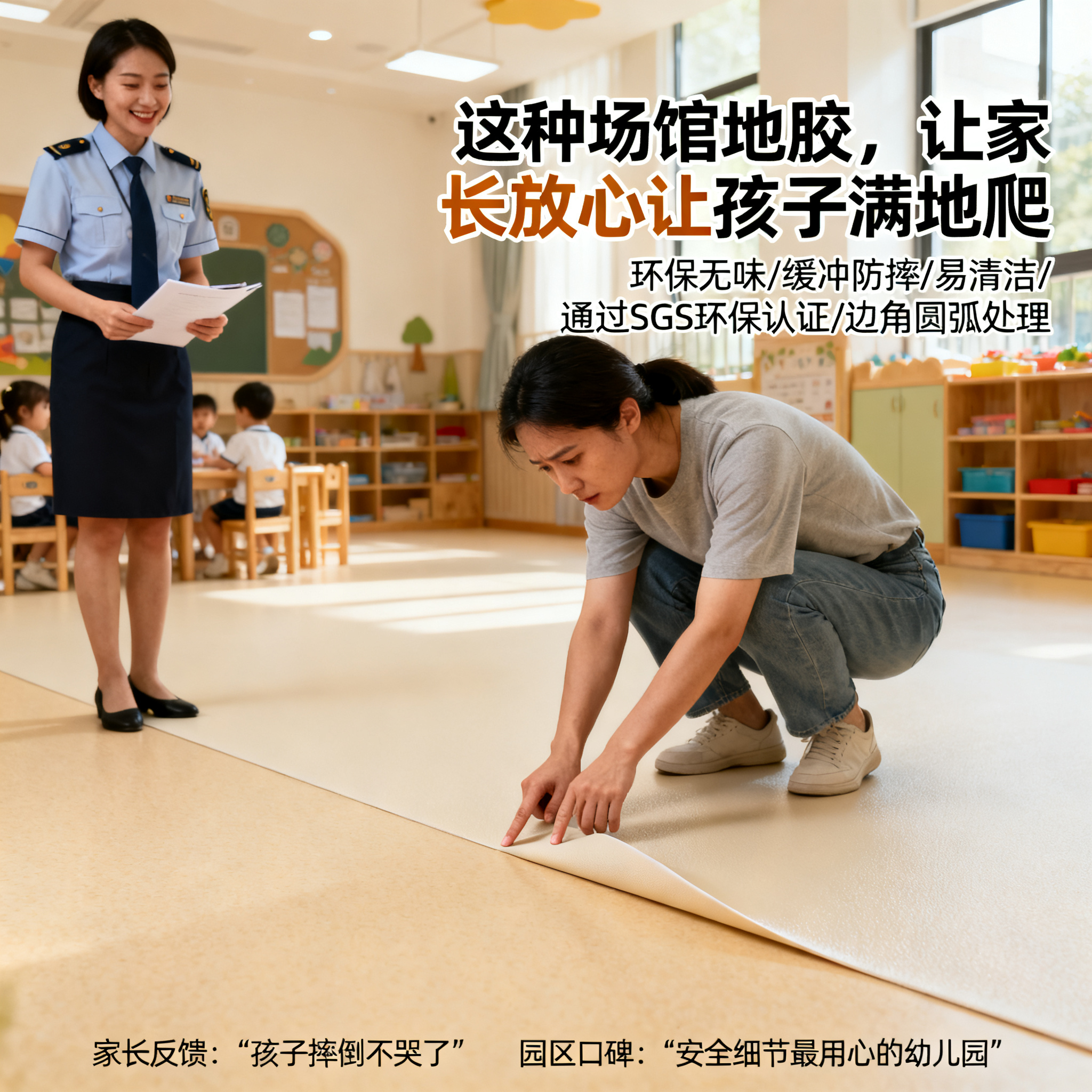 幼儿园园长亲测：这种场馆地胶，让家长放心让孩子满地爬