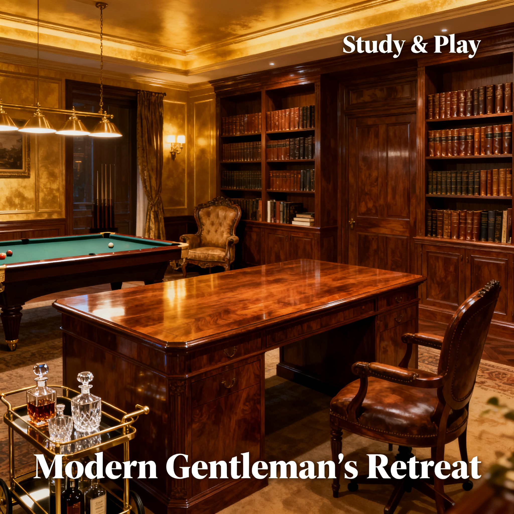 A Study Room Is More Than Books! Bring a Billiard Table into Your Study to Create a Private Sanctuary for the Modern Gentleman