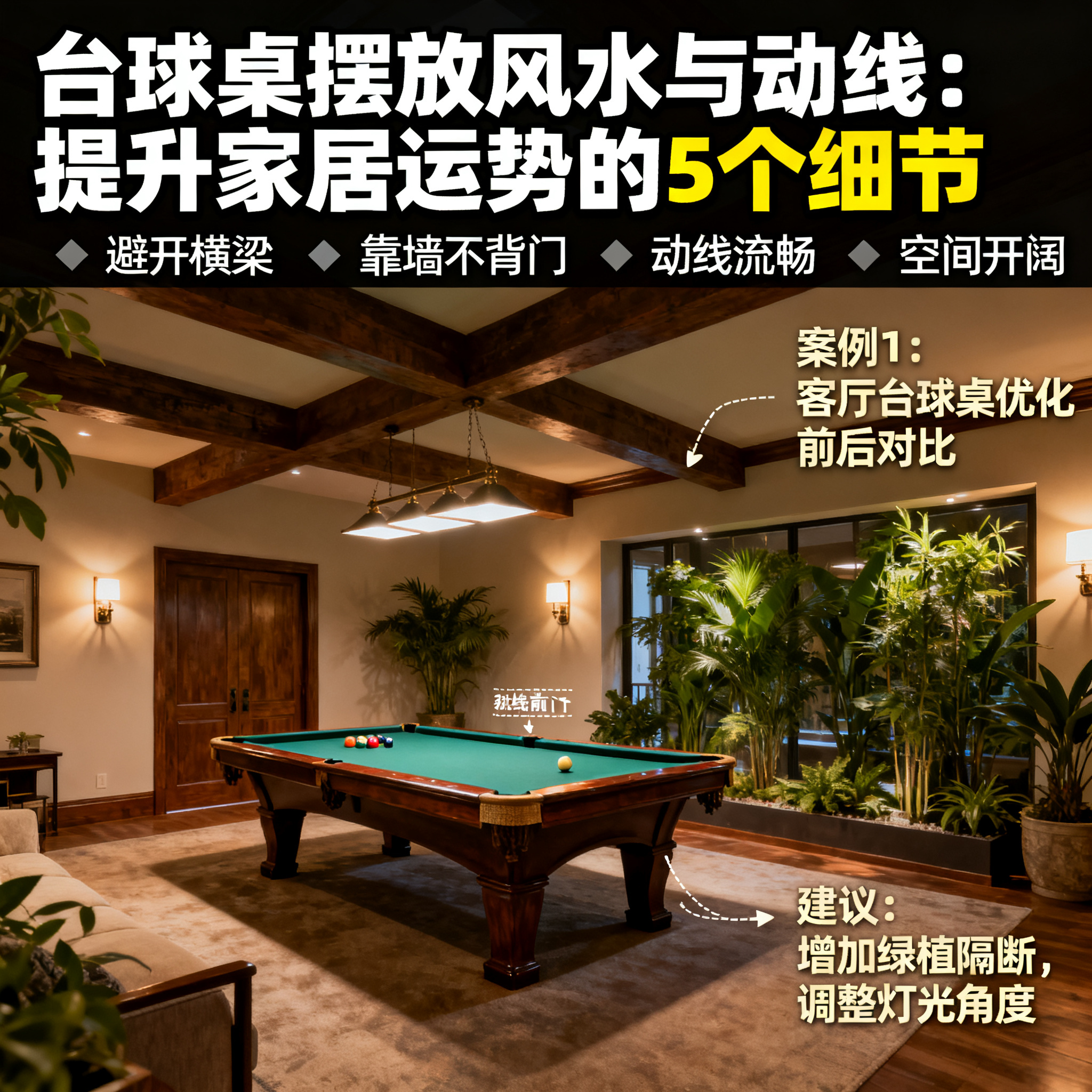 台球桌摆放风水与动线：提升家居运势的5个细节