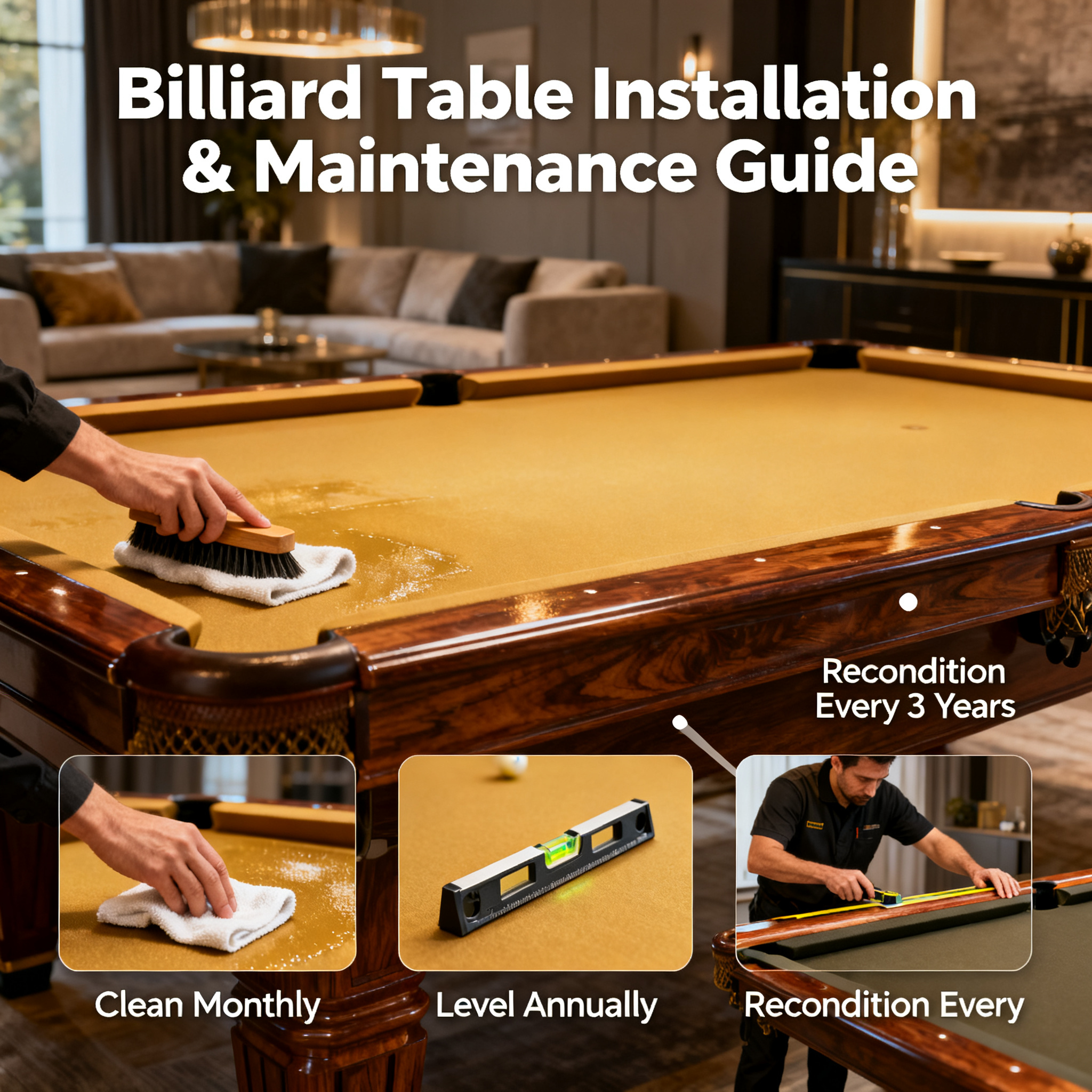 Billiard Table Installation and Maintenance Guide: Keep Your Table Looking New for a Decade
