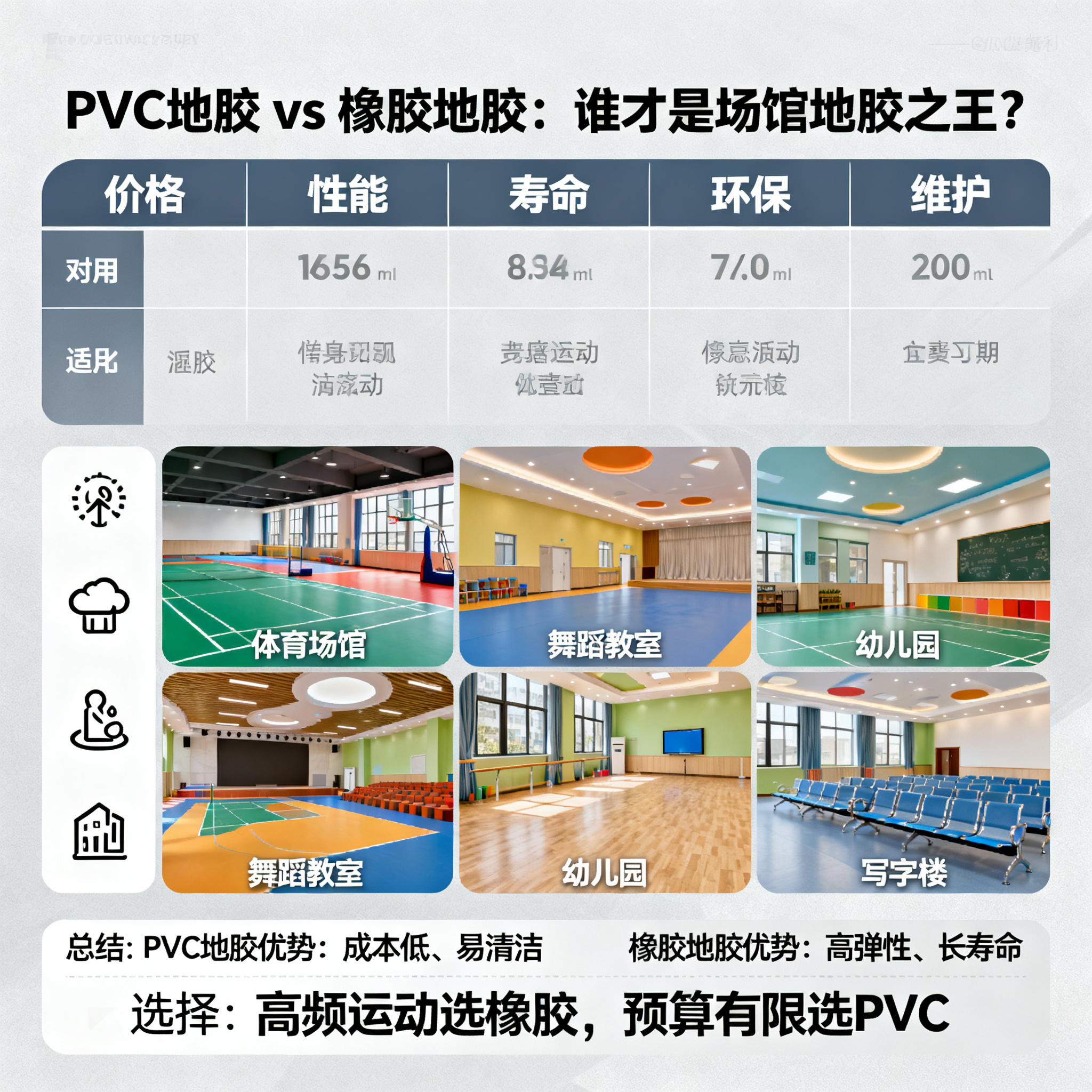 PVC地胶 vs 橡胶地胶：谁才是场馆地胶之王？