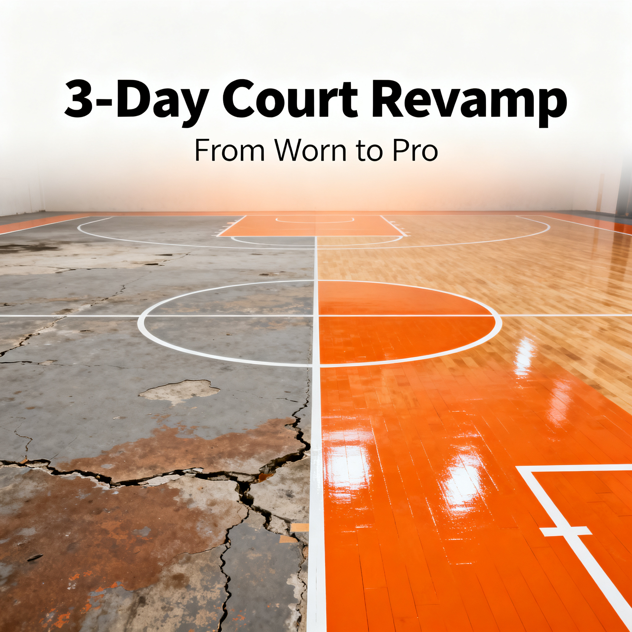 Basketball Court Flooring Renovation: From Worn-Out to Professional in Just 3 Days!