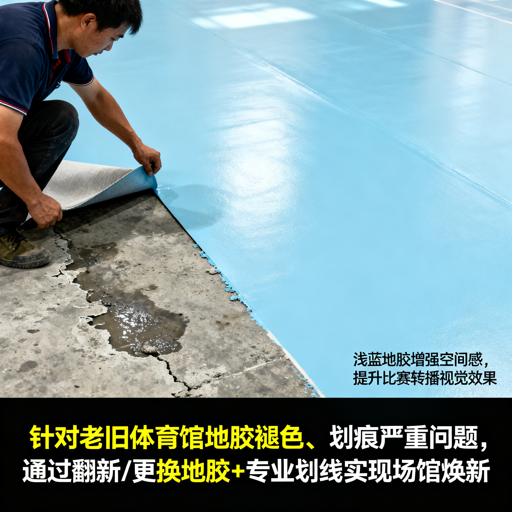 场馆地胶变色记：从“斑驳”到“焕新”，我的体育馆颜值逆袭之路