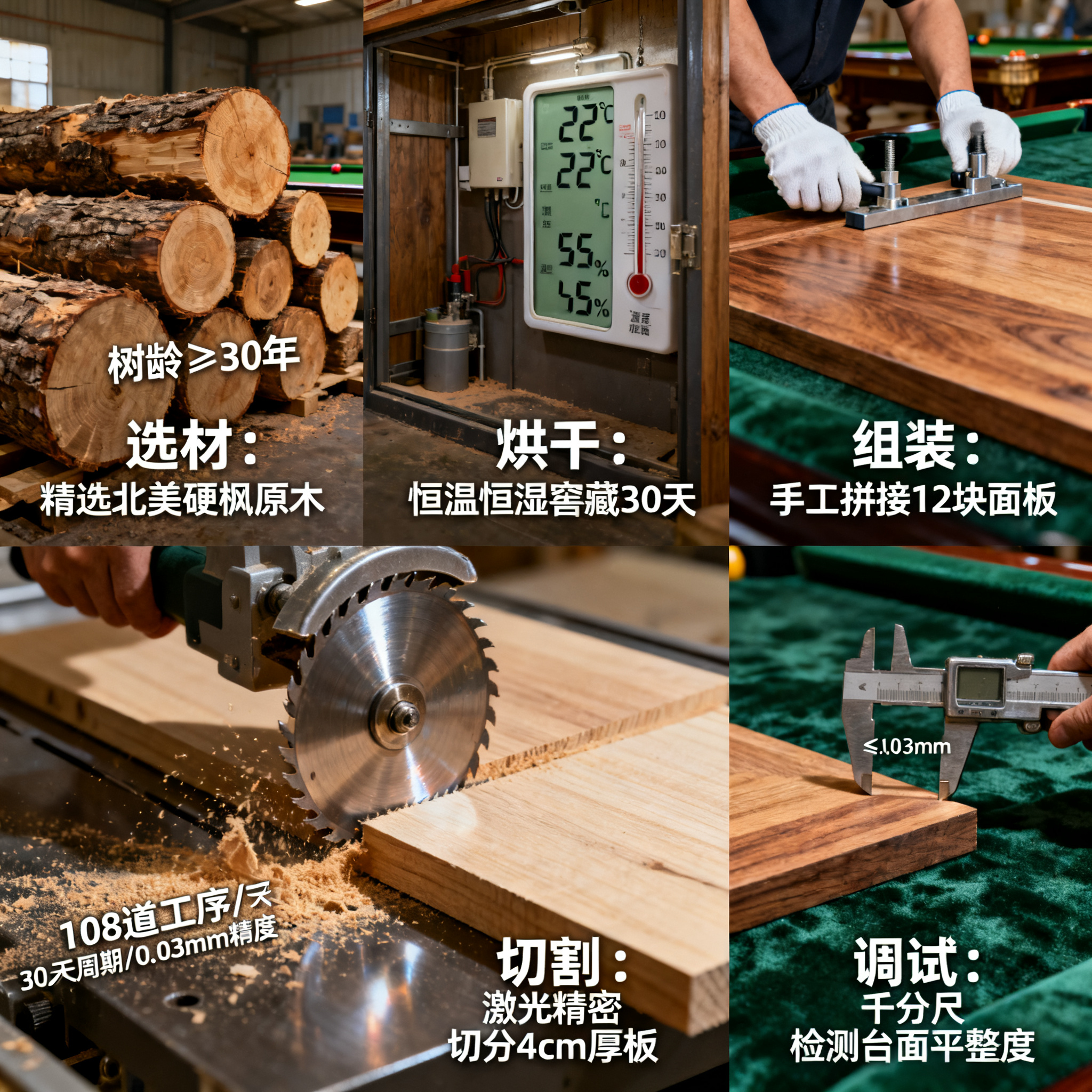 一张台球桌的诞生:从原木到赛级标准的108道工序
