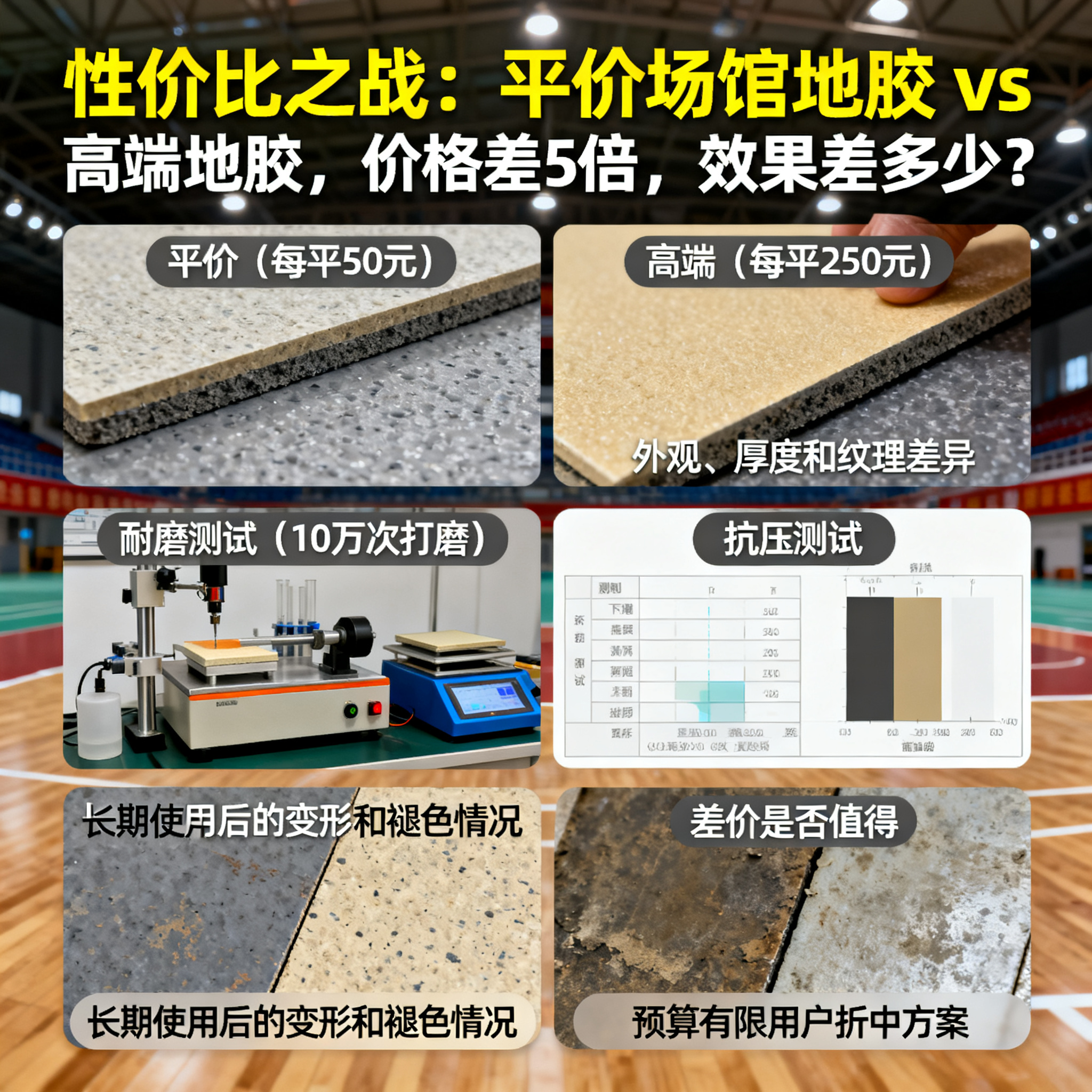 性价比之战：平价场馆地胶 vs 高端地胶，价格差5倍，效果差多少？