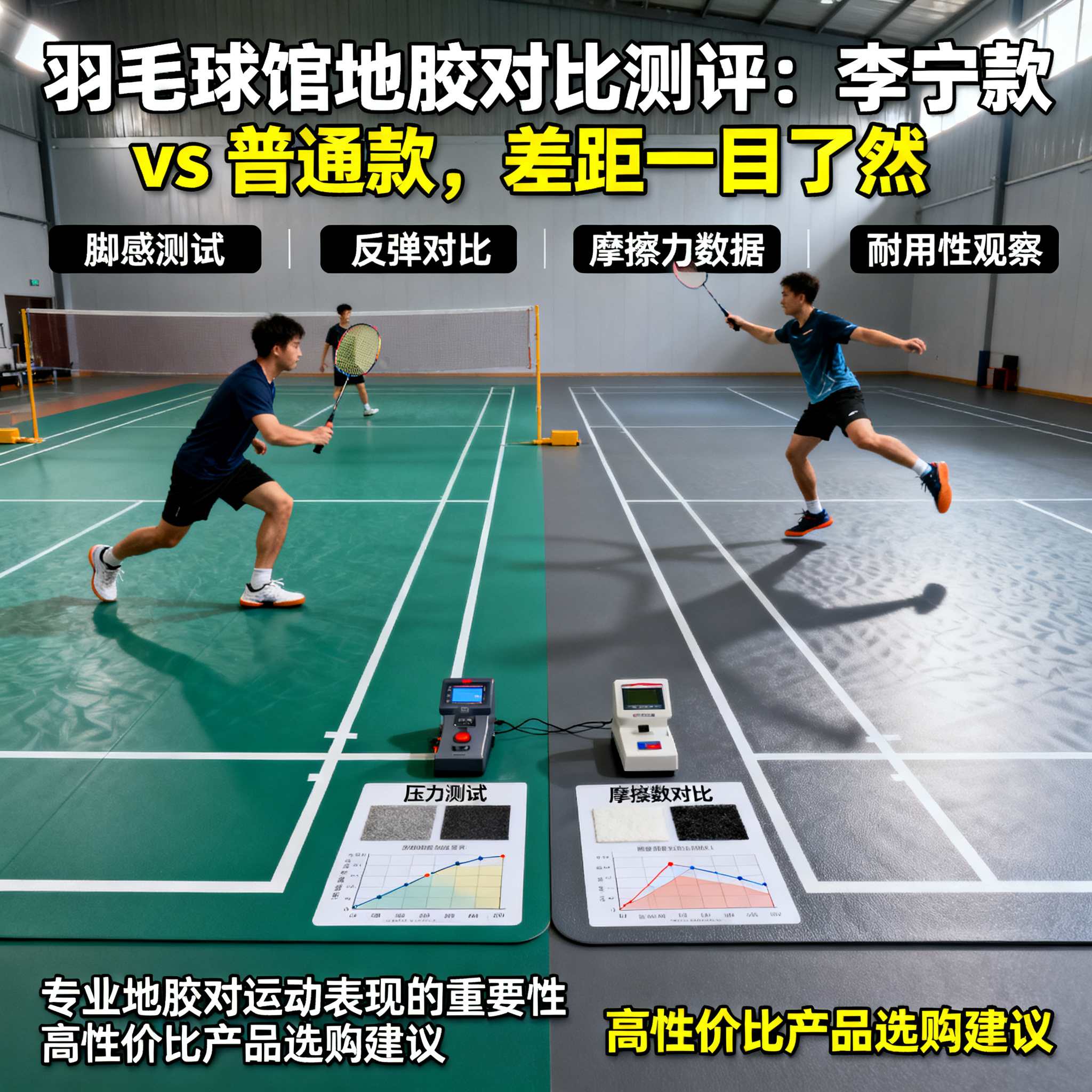 羽毛球馆地胶对比测评:李宁款 vs 普通款,差距一目了然