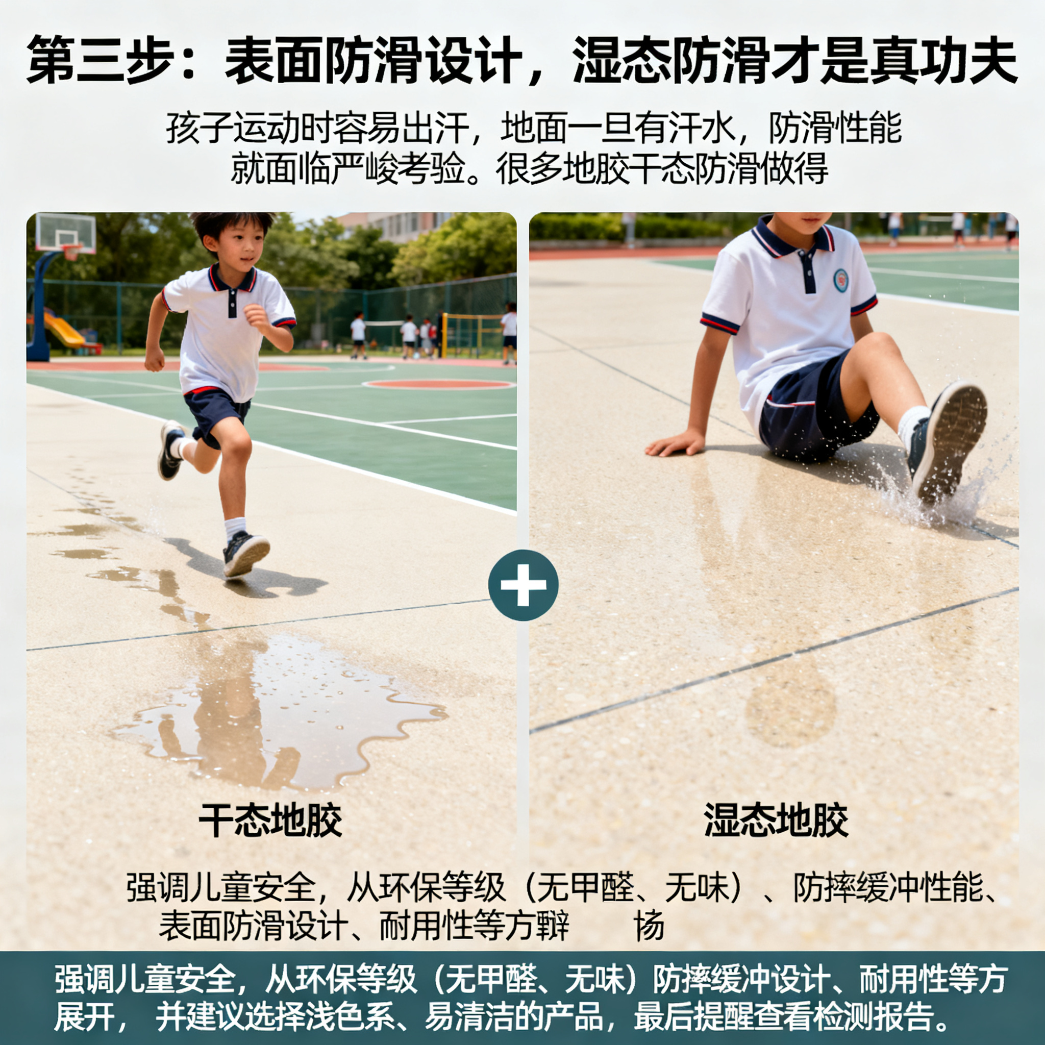 第三步:表面防滑设计,湿态防滑才是真功夫
