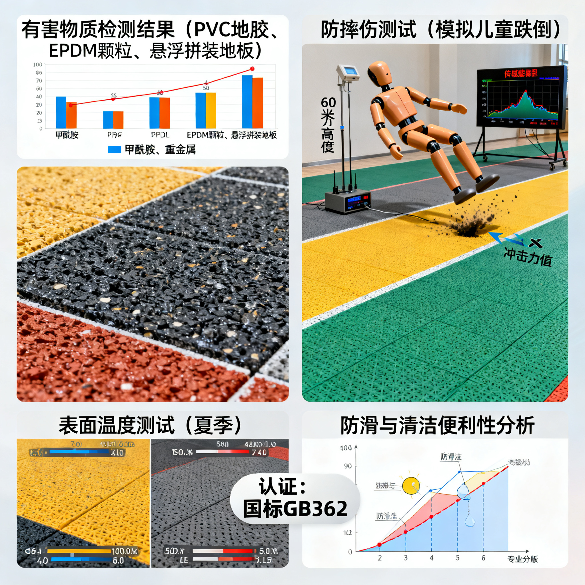 二、防摔伤与表面温度：孩子们摔倒了才知道差别