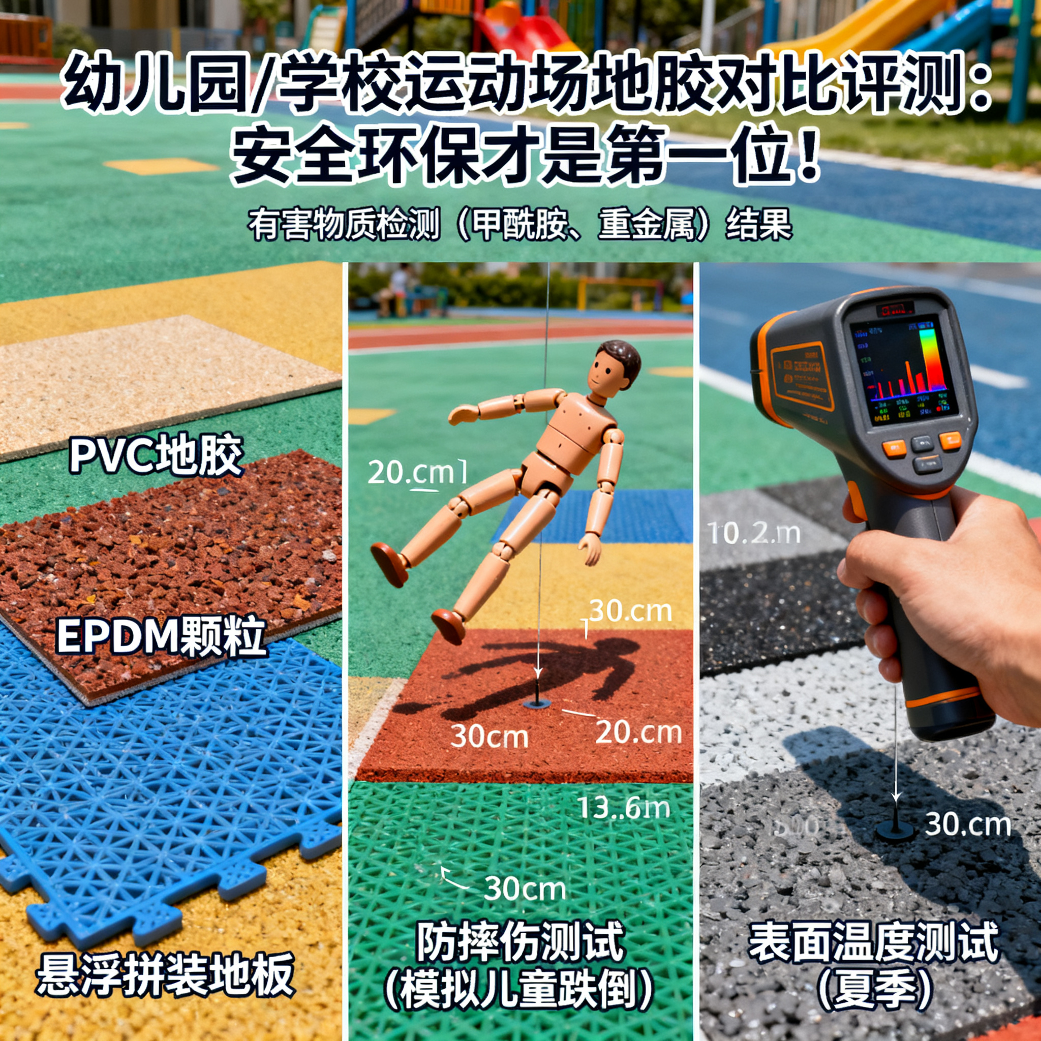 幼儿园/学校运动场地胶对比评测：安全环保才是第一位！