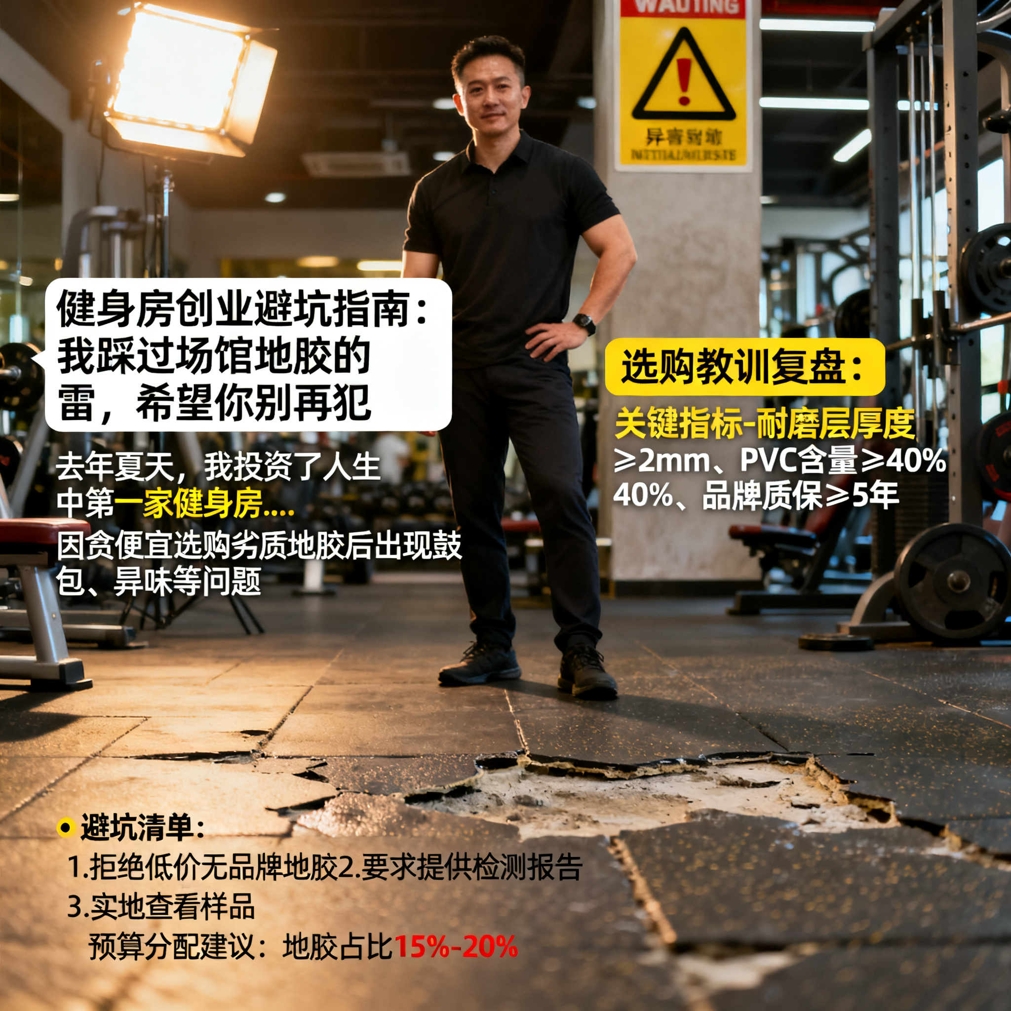 健身房创业避坑指南：我踩过场馆地胶的雷，希望你别再犯
