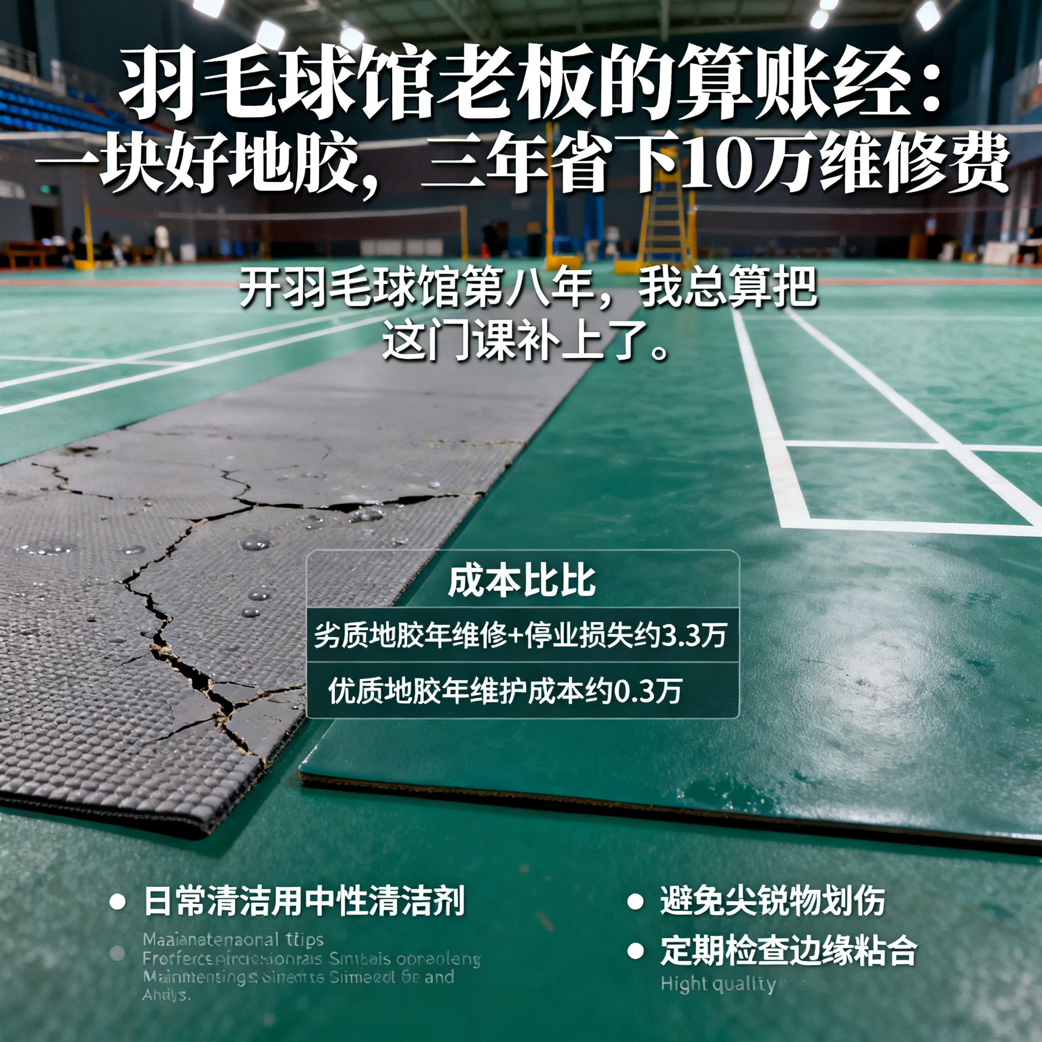 羽毛球馆老板的算账经:一块好地胶,三年省下10万维修费