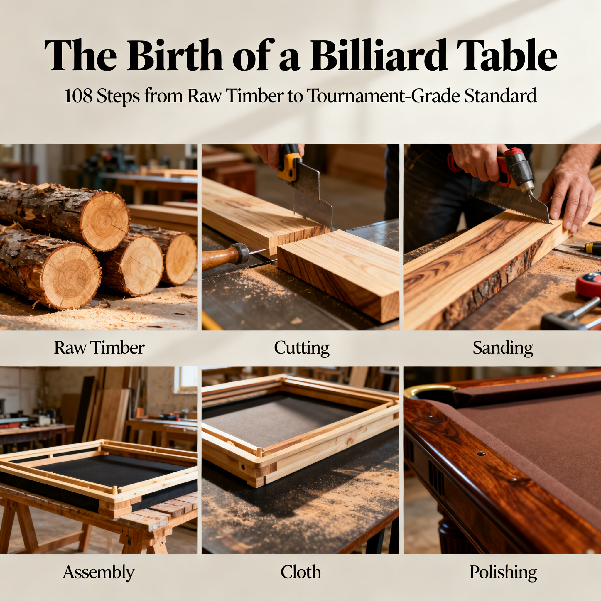 The Birth of a Billiard Table: 108 Steps from Raw Timber to Tournament-Grade Standard