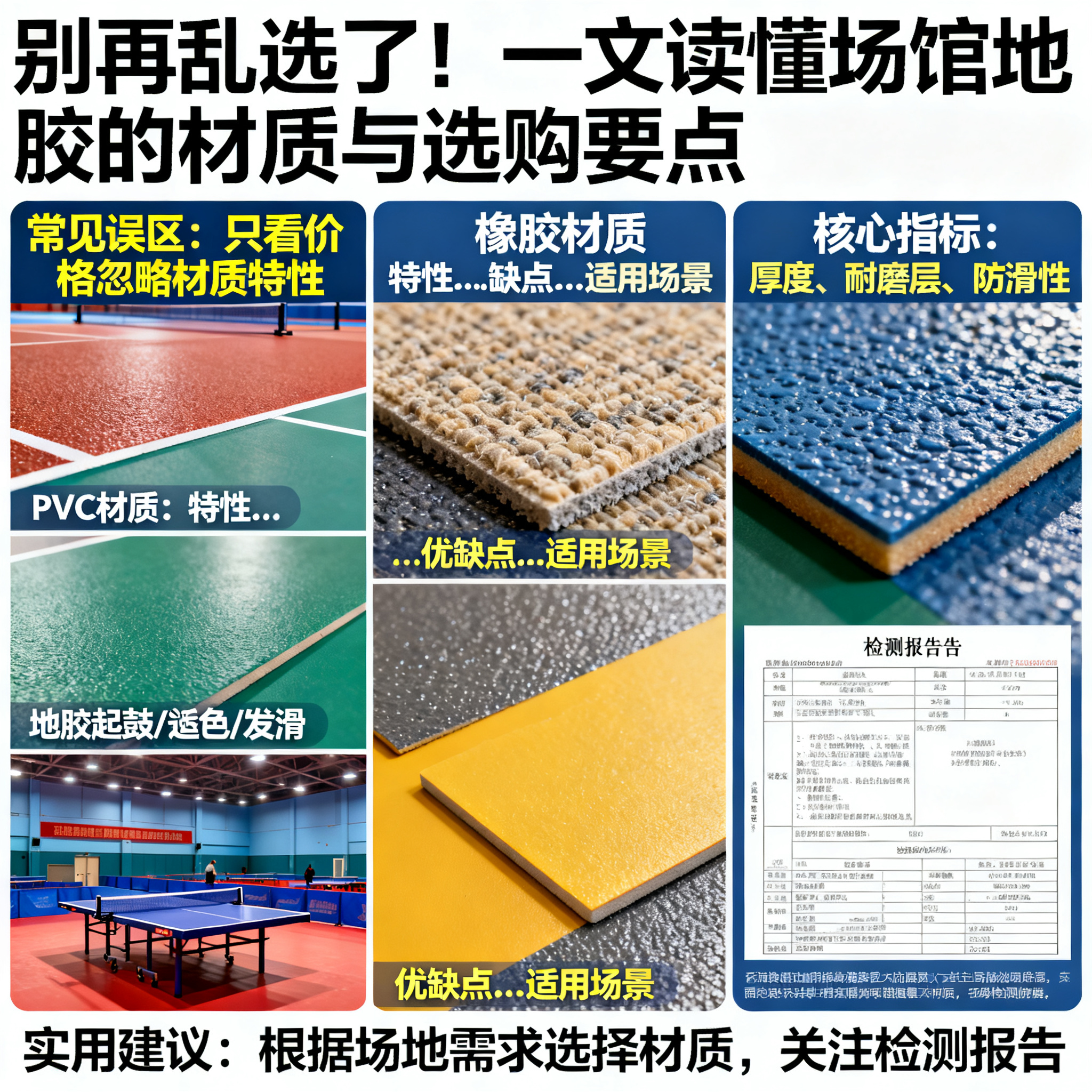 别再乱选了！一文读懂场馆地胶的材质与选购要点