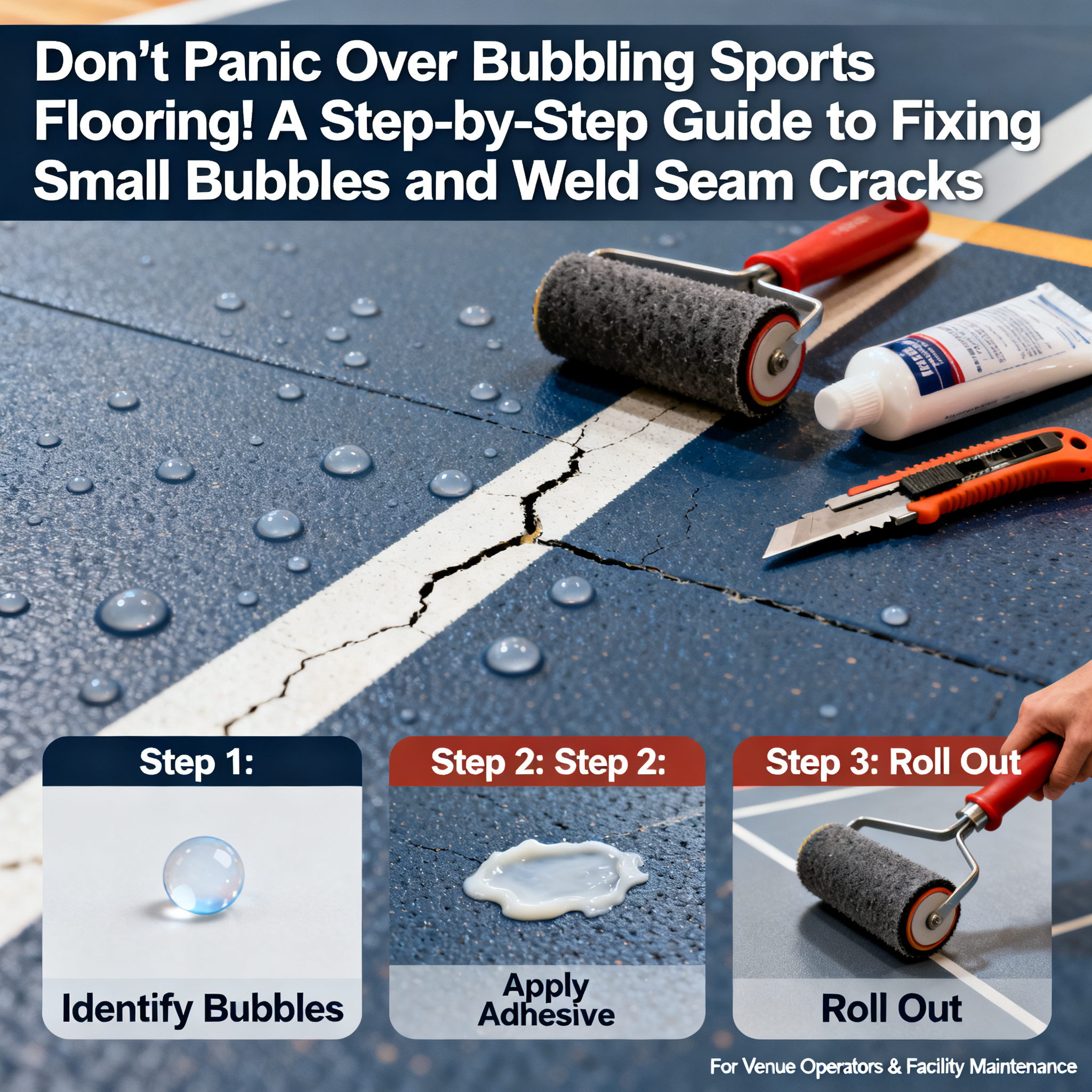 Don&amp;#039;t Panic Over Bubbling Sports Flooring! A Step-by-Step Guide to Fixing Small Bubbles and Weld Seam Cracks