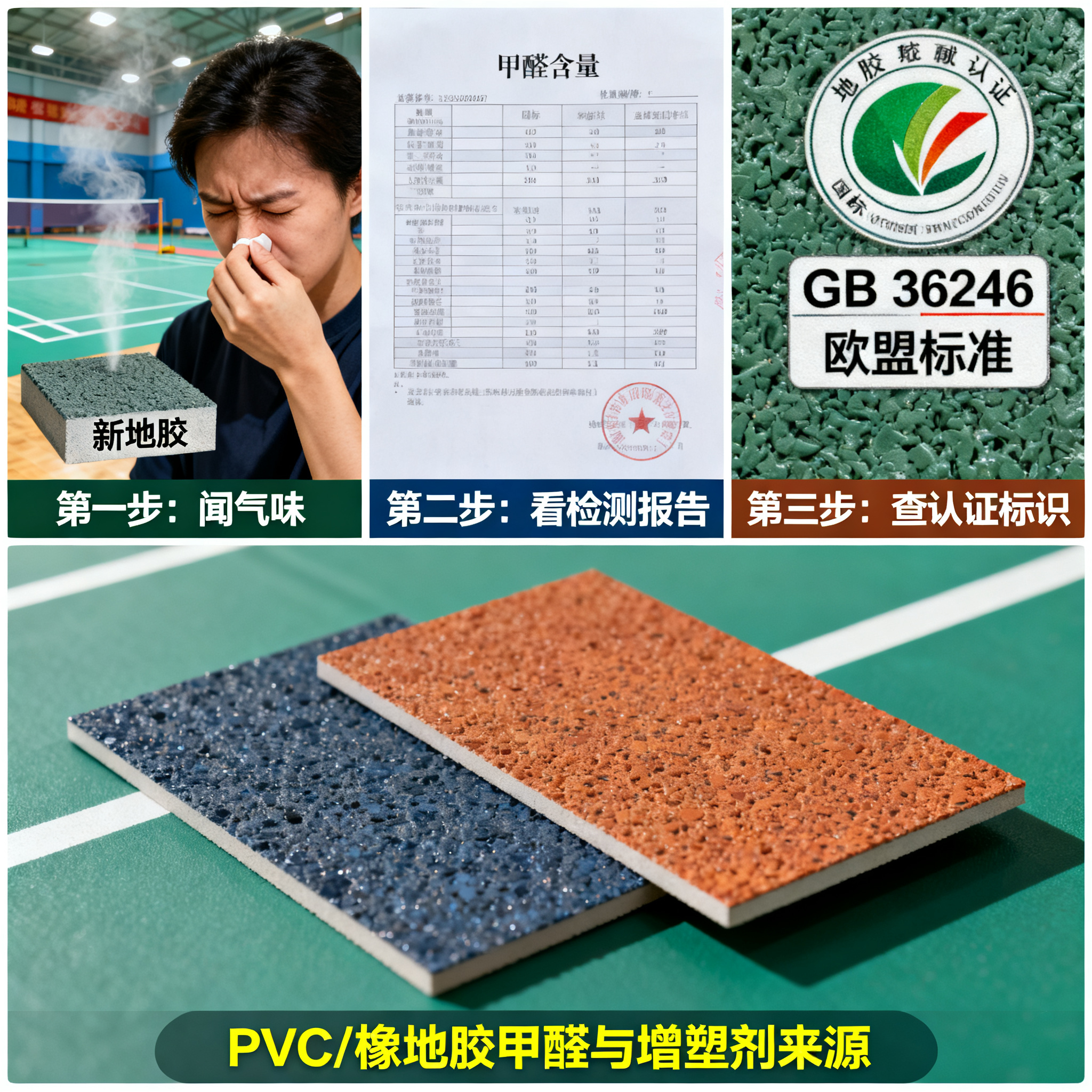 场馆地胶甲醛超标?教你3招快速辨别环保地胶的真伪