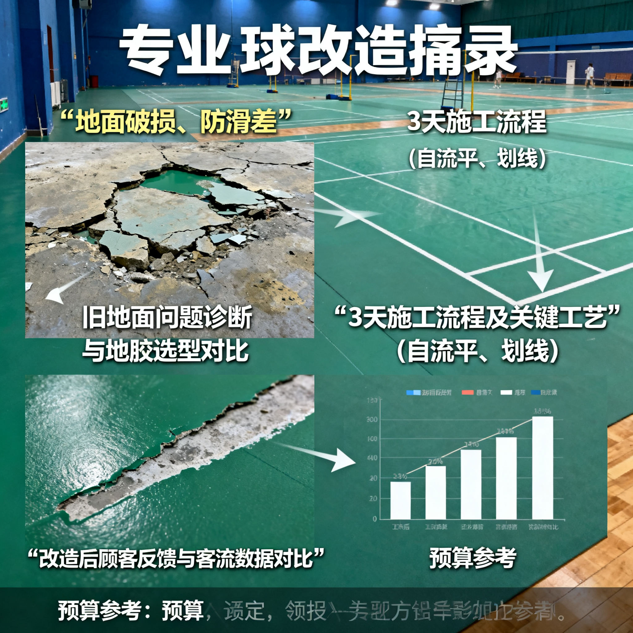 羽毛球馆改造实录:如何用地胶3天完成场地升级,吸客率提升40%