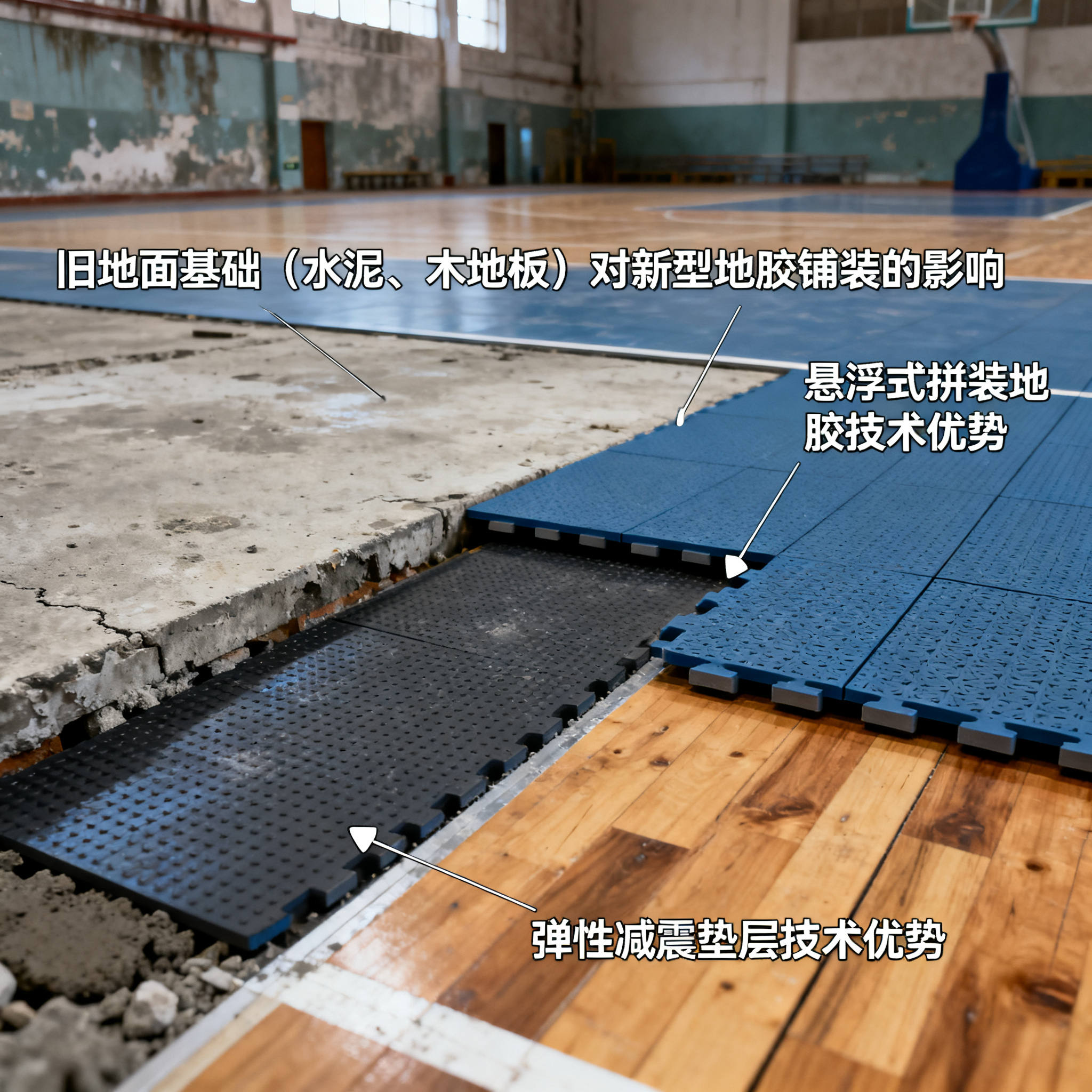 旧馆改造浪潮下,场馆地胶的减震与回弹性能如何实现“老地新用”?