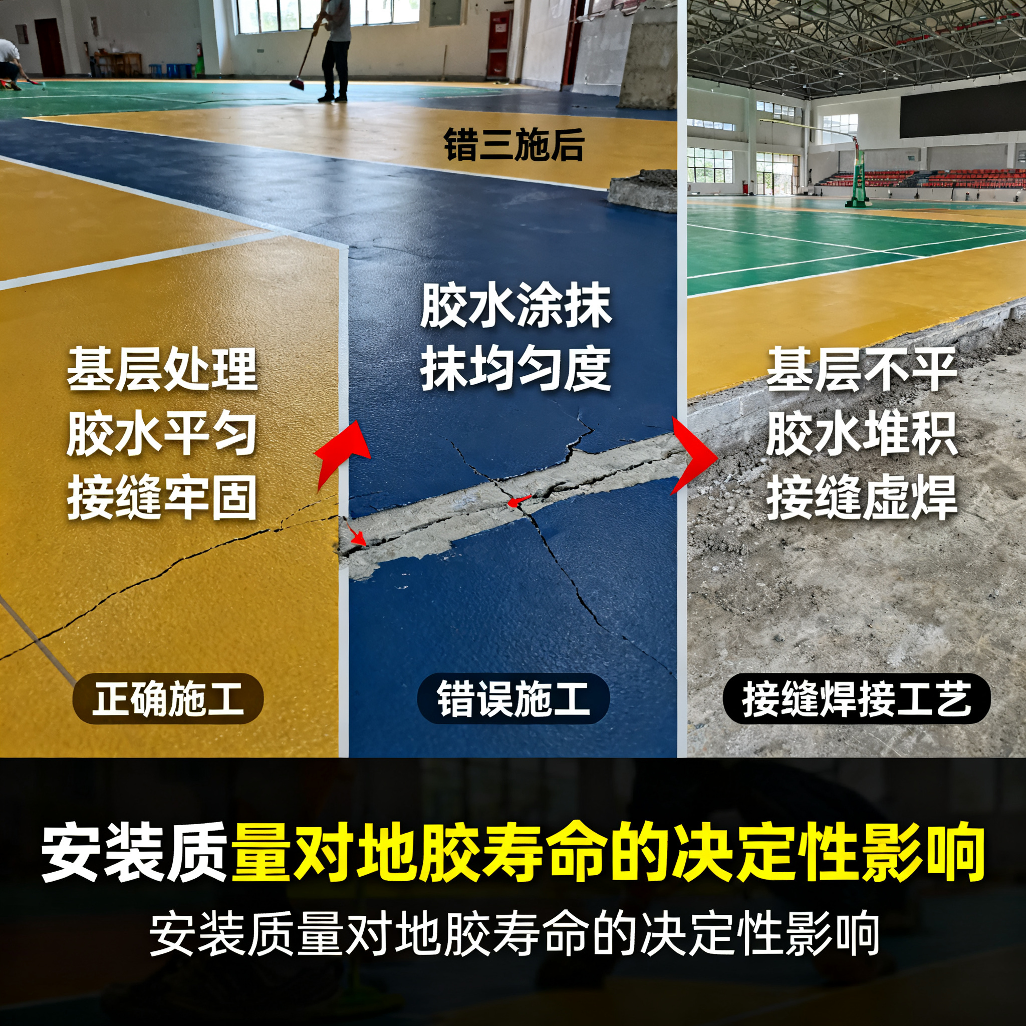 场馆地胶用几年就起鼓开裂?多半是安装时这3步没做到位