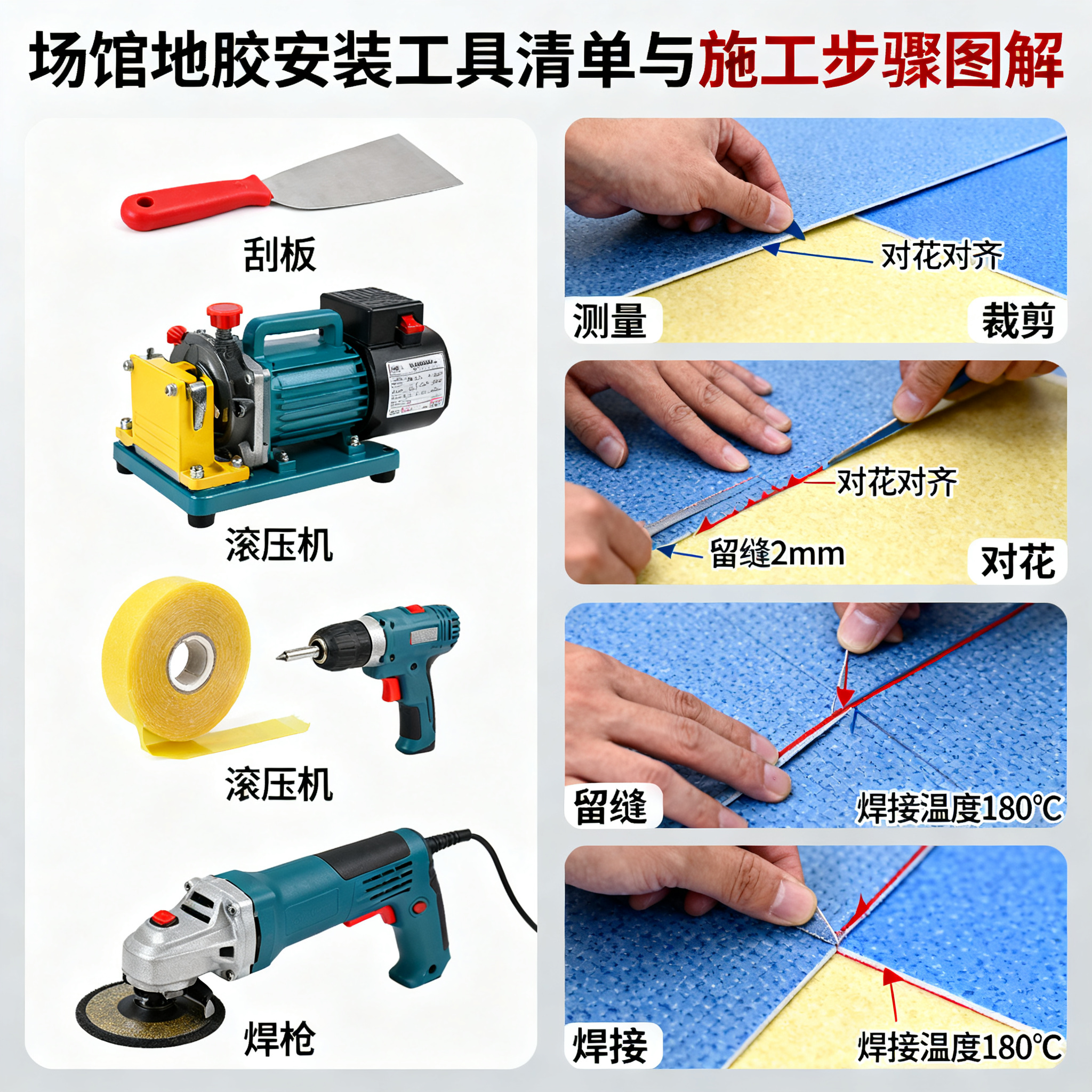 从零开始学:场馆地胶安装工具清单与施工步骤图解