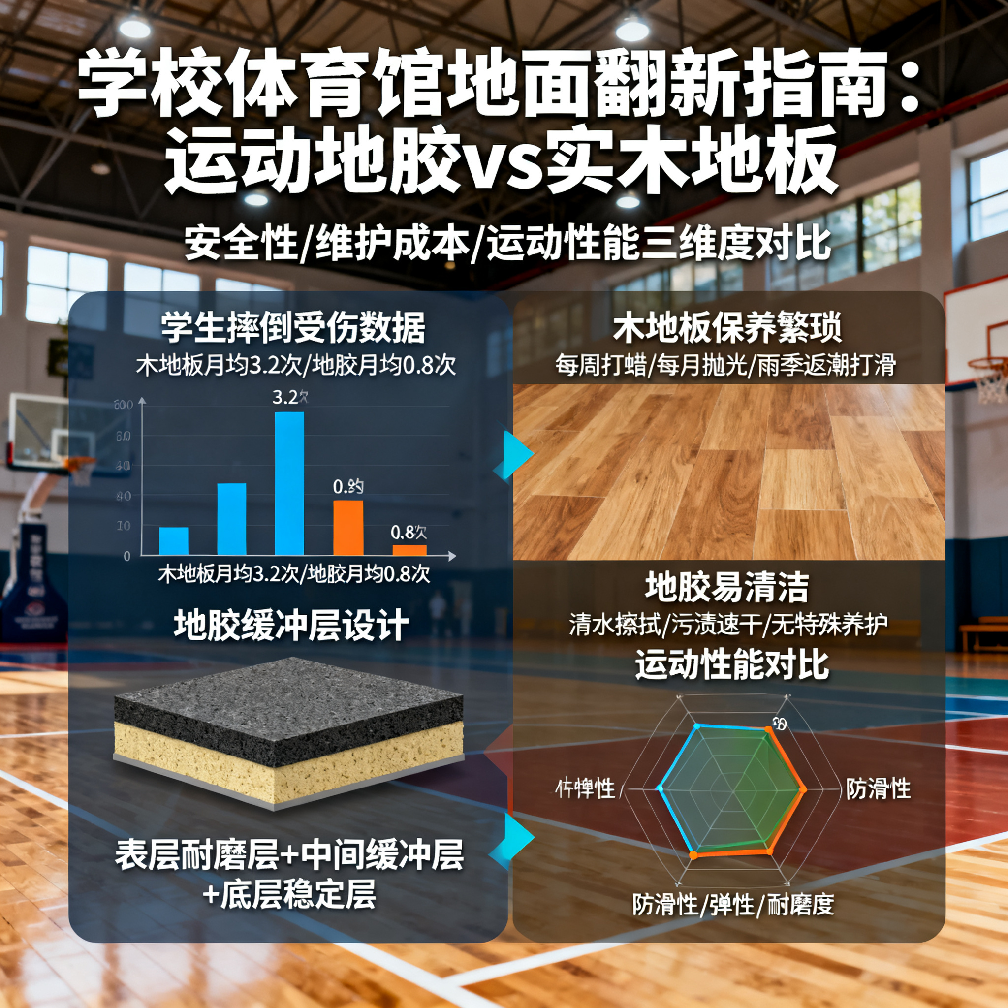 学校体育馆地面翻新指南:为什么越来越多校长选择运动地胶而非木地板?