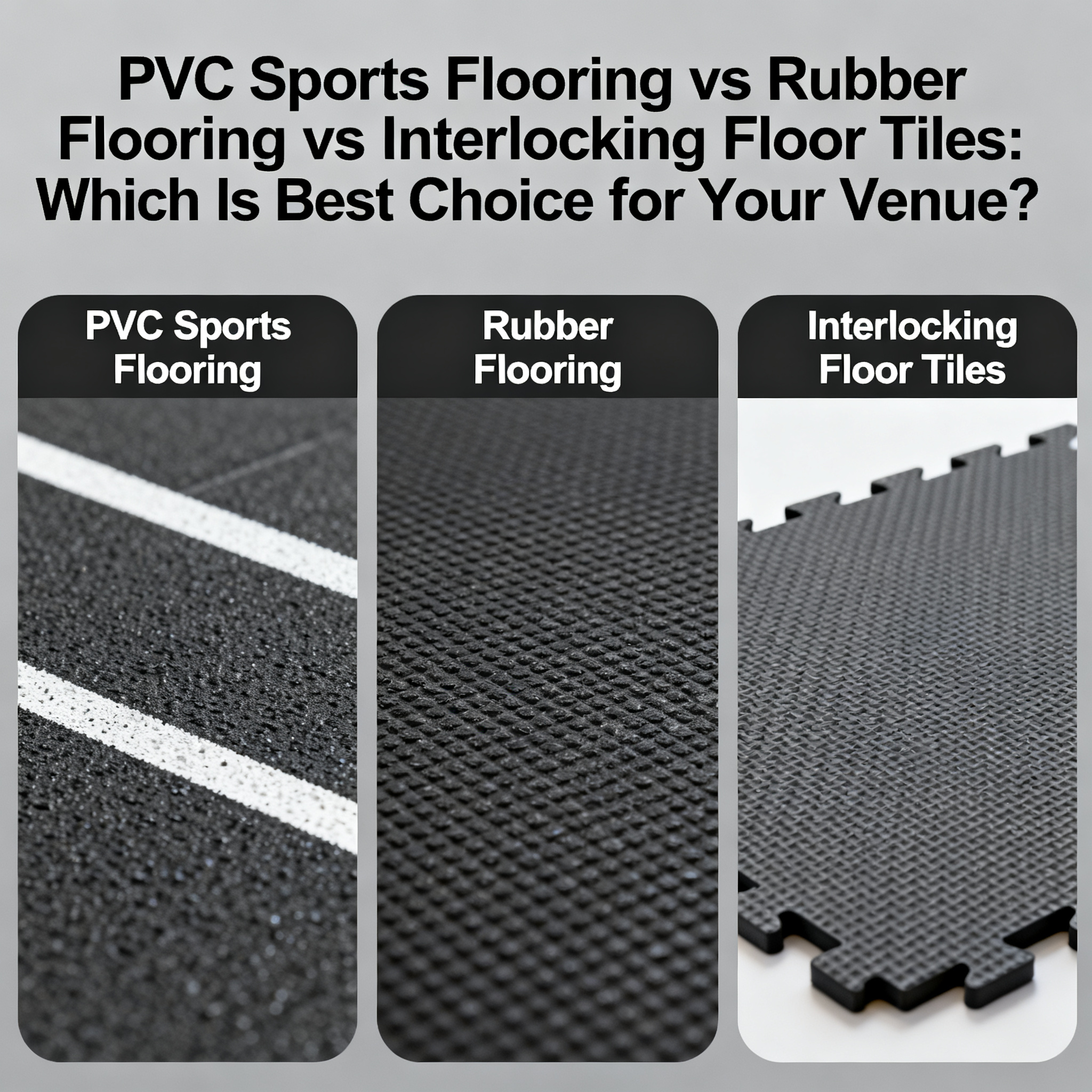 PVC Sports Flooring vs Rubber Flooring vs Interlocking Floor Tiles: Which Is the Best Choice for Your Venue?