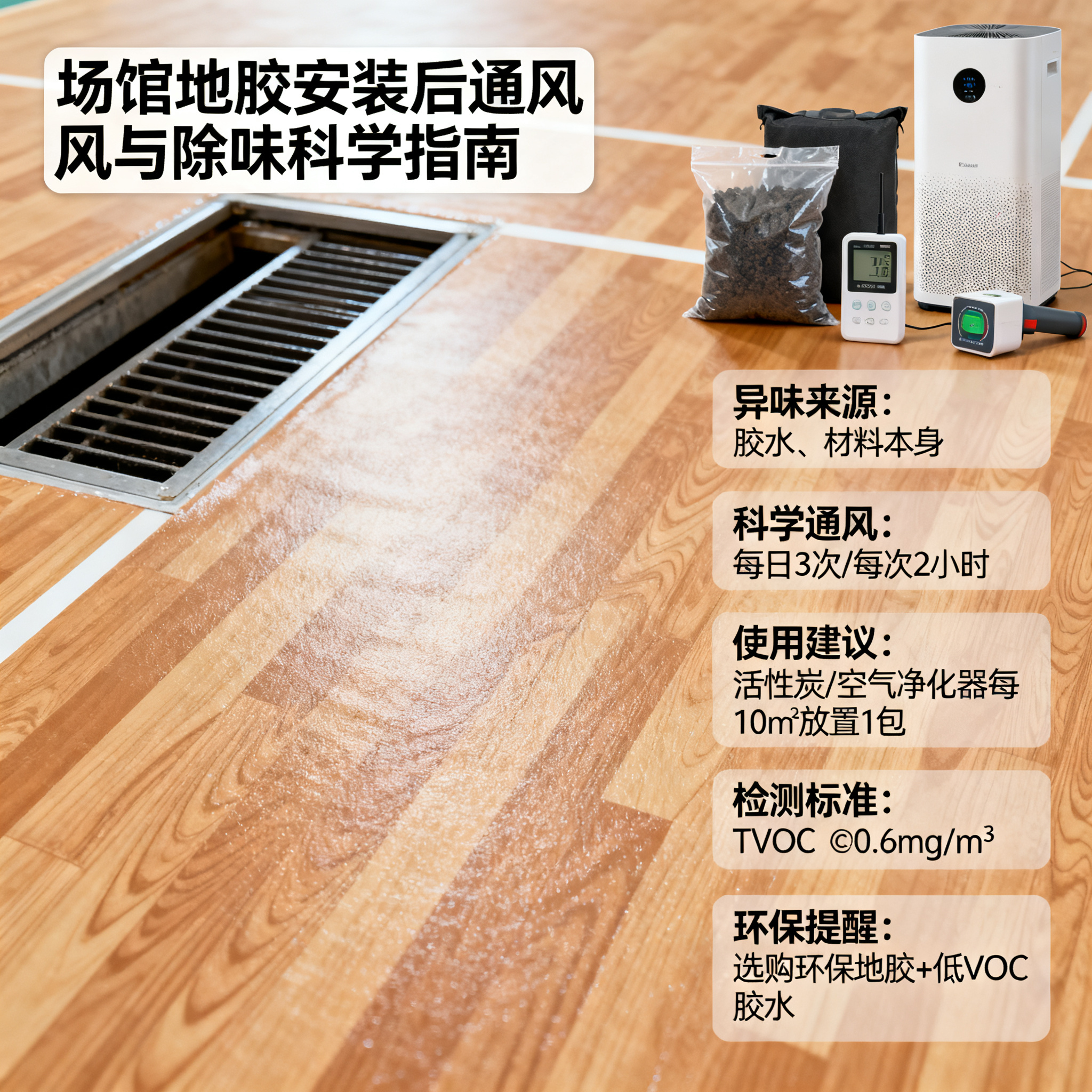 新装地胶有异味?场馆地胶安装后的通风与除味科学指南